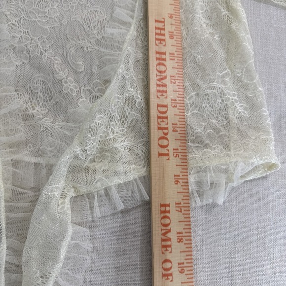 Cejon Cardigan Womens S Ivory Lace Ruffle Coquette Fairycore Layering Y2K - Picture 6 of 9